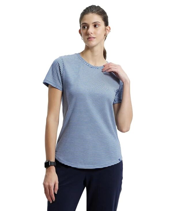 Women's Super Combed Cotton Stripe Fabric Relaxed Fit Round Neck Half Sleeve T-Shirt