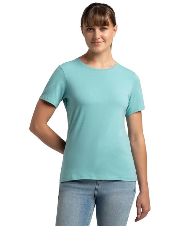 Women's Super Combed Cotton Elastane Stretch Regular Fit Solid Round Neck Half Sleeve T-Shirt